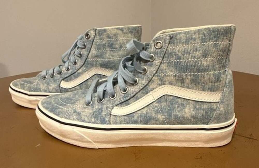 Vans Sk8-Hi Tapered Denim Destroy Winter Sky High Top Sneakers